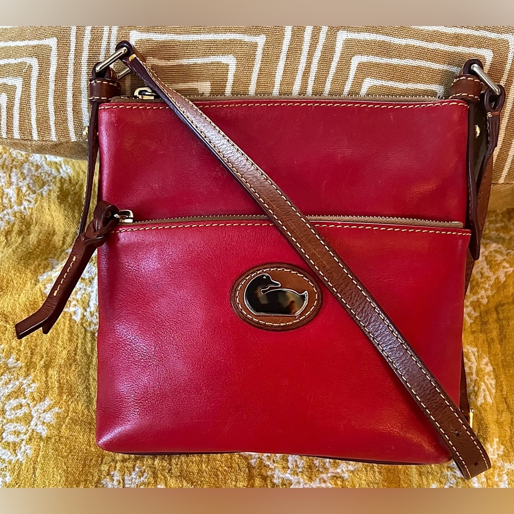 Vintage Dooney & Bourke Smooth Red Leather Crossbody Bag